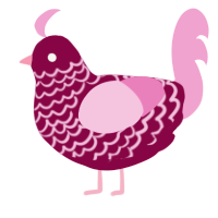 A maroon and pink chicken with a lace pattern