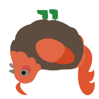 A bark and vermilion chicken with a head pattern