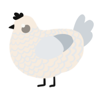 A cream and mist chicken with a lace pattern