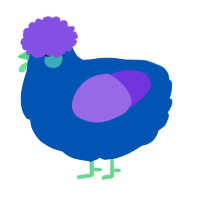 A ultramarine and blurple chicken