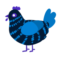 A tumblr and sapphire chicken with a bar pattern