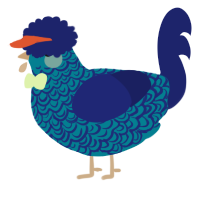 A sea and navy chicken with a double-lace pattern