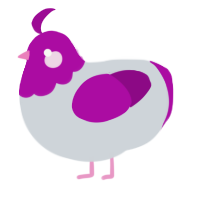 A mist and plum chicken with a head pattern
