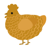 A ochre and orange chicken with a lace pattern