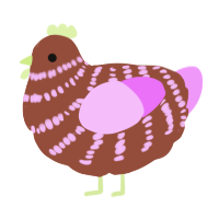 A russet and lavender chicken with a bar pattern