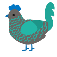 Egobworder, a grey and turquoise chicken with a lace pattern