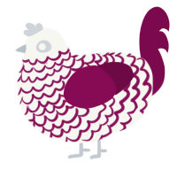A white and wine chicken with a lace pattern