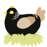 A black and beige chicken with a neck-band pattern