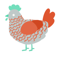 A silver and vermilion chicken with a lace pattern