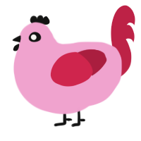 Rosebud, a pink and crimson chicken