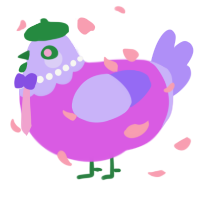 A orchid and lilac chicken with a head pattern