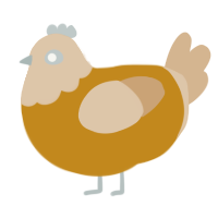 Cheeseburger, a ochre and beige chicken with a head pattern