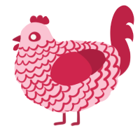 A rose and crimson chicken with a lace pattern