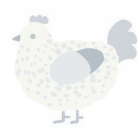 A white and mist chicken with a speckle pattern