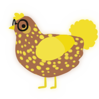 A brown and yellow chicken with a speckle pattern