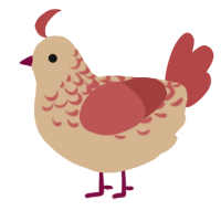 A beige and red chicken with a half-lace pattern
