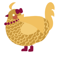 A gold and honey chicken with a lace pattern