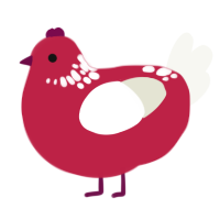 (unnamed), a crimson and white chicken with a neck-speckle pattern