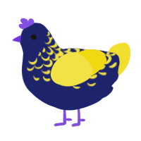 A navy and yellow chicken with a half-lace pattern