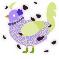 A lilac and lemon chicken with a double-lace pattern