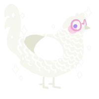 A white chicken with a lace pattern