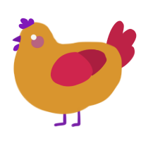 A orange and crimson chicken