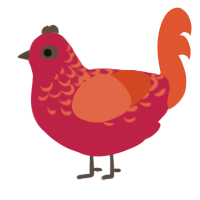 A crimson and vermilion chicken with a half-lace pattern
