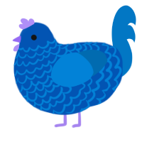 A ultramarine and sapphire chicken with a lace pattern