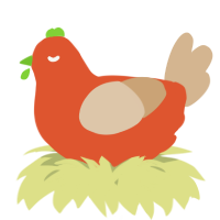 A vermilion and beige chicken