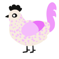 Pinki, a cream and lavender chicken with a speckle pattern