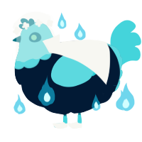 A tumblr and aqua chicken with a head pattern