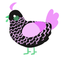A sable and lavender chicken with a lace pattern