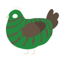 A viridian and bark chicken with a bar pattern
