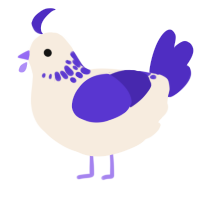 A cream and indigo chicken with a neck-speckle pattern