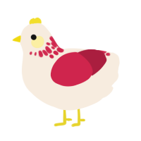 A cream and crimson chicken with a neck-speckle pattern