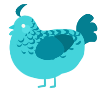 A aqua and sea chicken with a half-lace pattern