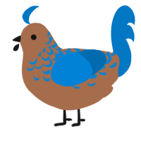 A brown and sapphire chicken with a half-lace pattern