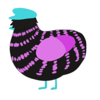 A sable and orchid chicken with a bar pattern