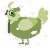 A chartreuse and lime chicken with a head pattern