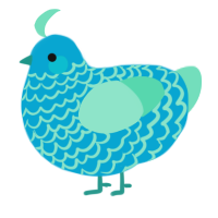 A cerulean and mint chicken with a lace pattern