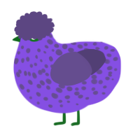 A blurple and overcast chicken with a speckle pattern