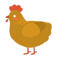 A ochre chicken with a neck-speckle pattern