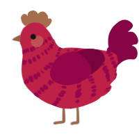 A crimson and maroon chicken with a bar pattern