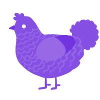 A blurple chicken with a lace pattern