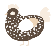 A bark and cream chicken with a speckle pattern