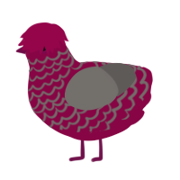 A maroon and grey chicken with a lace pattern