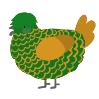 A leaf and ochre chicken with a lace pattern