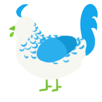 A white and sky chicken with a half-lace pattern