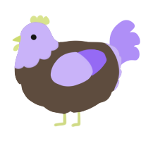 A bark and lilac chicken with a head pattern