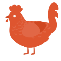A vermilion chicken with a half-lace pattern